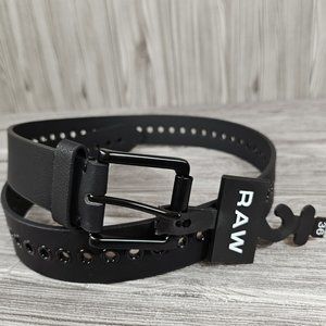 RAW Men's Black Vegan Leather Belt - Size 36 NEW